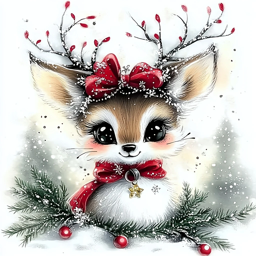 DIY Cute Christmas Reindeer Jigsaw Puzzle, Fluffy Fawn with Red Bow and Pine Branches, Whimsical Holiday Wall Decor
DIY Cute Christmas Reindeer Jigsaw Puzzle, Fluffy Fawn with Red Bow and Pine Branches, Whimsical Holiday Wall Decor