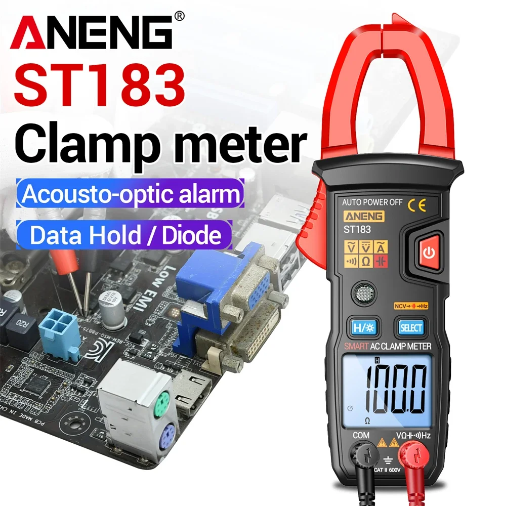 Professional Multimeter Clamp Meter Detection ANENG ST183 Smart Resistance DC/AC Voltage Hz Measurement Electrician Tester Tool
Professional Multimeter Clamp Meter Detection ANENG ST183 Smart Resistance DC/AC Voltage Hz Measurement Electrician Tester Tool