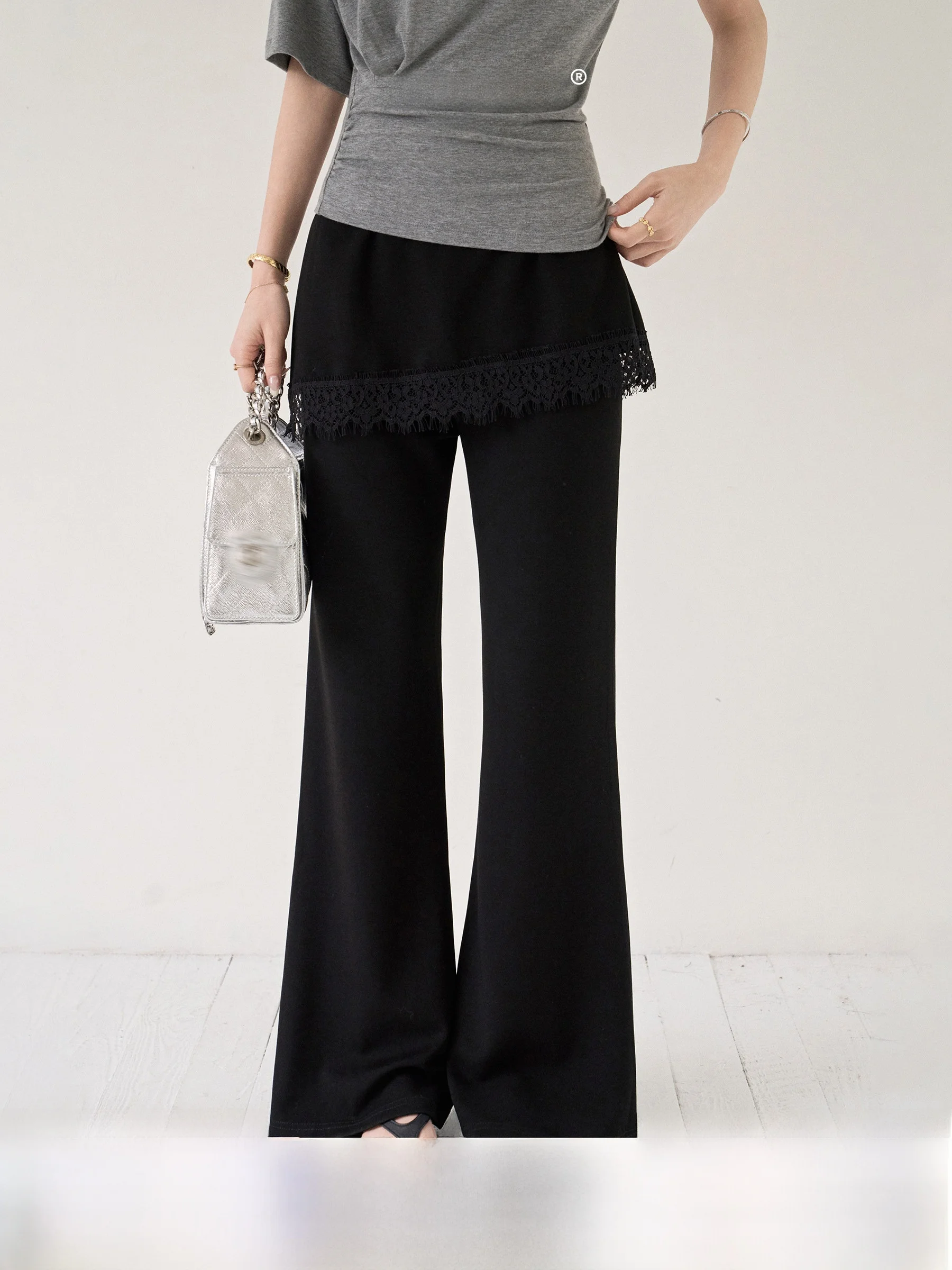 Black Micro Flared Pants Women's Casual Trousers High Waist Straight Leg Pants Fake Two-Piece Spring Summer Ladies' Jeans
Black Micro Flared Pants Women's Casual Trousers High Waist Straight Leg Pants Fake Two-Piece Spring Summer Ladies' Jeans