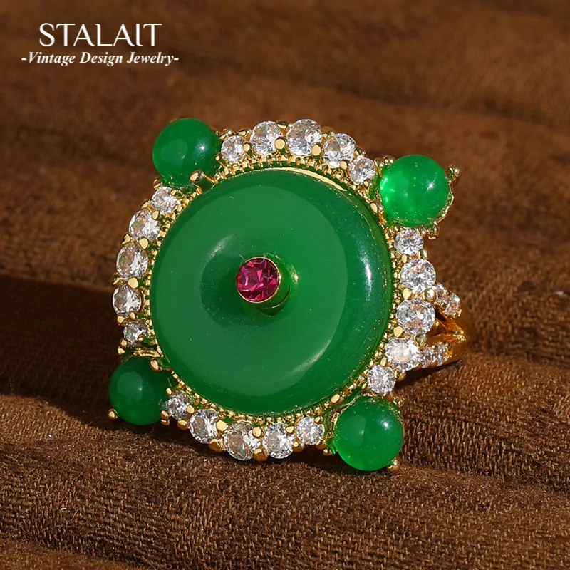 Vintage Green Emerald Ring Jade Agate Natural Stone Gold Color Rhinestone Jewelry Luxury High Quality Birthday Party Accessories
Vintage Green Emerald Ring Jade Agate Natural Stone Gold Color Rhinestone Jewelry Luxury High Quality Birthday Party Accessories