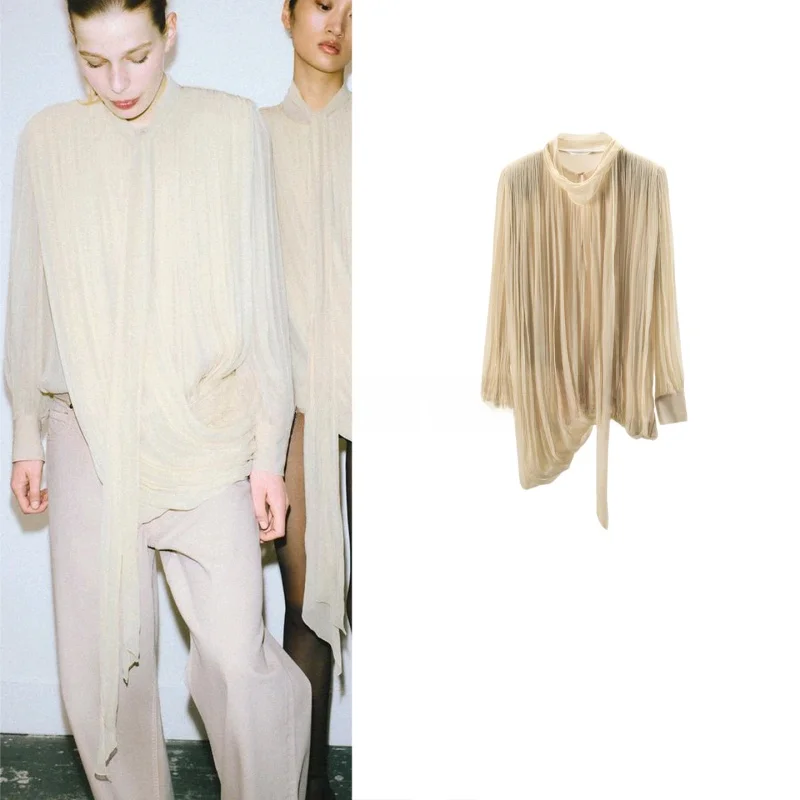 Spring New Women's round Neck Long Sleeve Shirt Asymmetric Hem Pad Shoulder Decorative Pleat Loose Fit Comfortable Breathable...
Spring New Women's round Neck Long Sleeve Shirt Asymmetric Hem Pad Shoulder Decorative Pleat Loose Fit Comfortable Breathable...