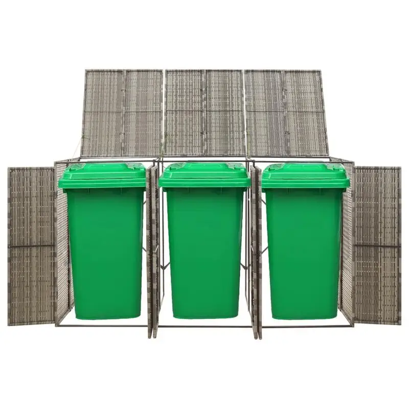 Triple Wheelie Bin Shed Gray 81.5"x31.5"x46.1" Poly Rattan
Triple Wheelie Bin Shed Gray 81.5"x31.5"x46.1" Poly Rattan