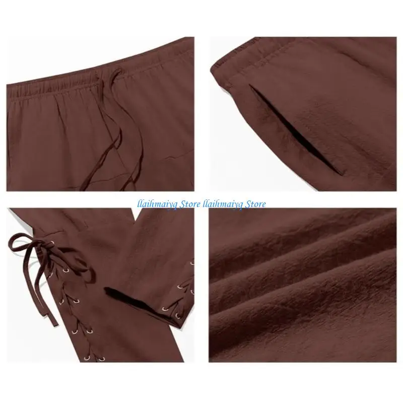 573B Men Cotton Ankle Band Pants for Renaissances Pirate Vikinges Medieval Costume Laces Up Cotton Halloween Trousers
573B Men Cotton Ankle Band Pants for Renaissances Pirate Vikinges Medieval Costume Laces Up Cotton Halloween Trousers