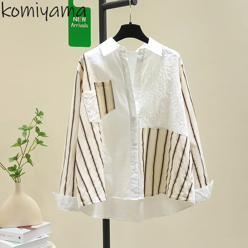 Hit Color Stripe Shirts & Blouses Loose Laple Neck Blusas 2025 Woman Camisas Long Sleeve Ropa Mujer Spring New Women Clothing
Hit Color Stripe Shirts & Blouses Loose Laple Neck Blusas 2025 Woman Camisas Long Sleeve Ropa Mujer Spring New Women Clothing