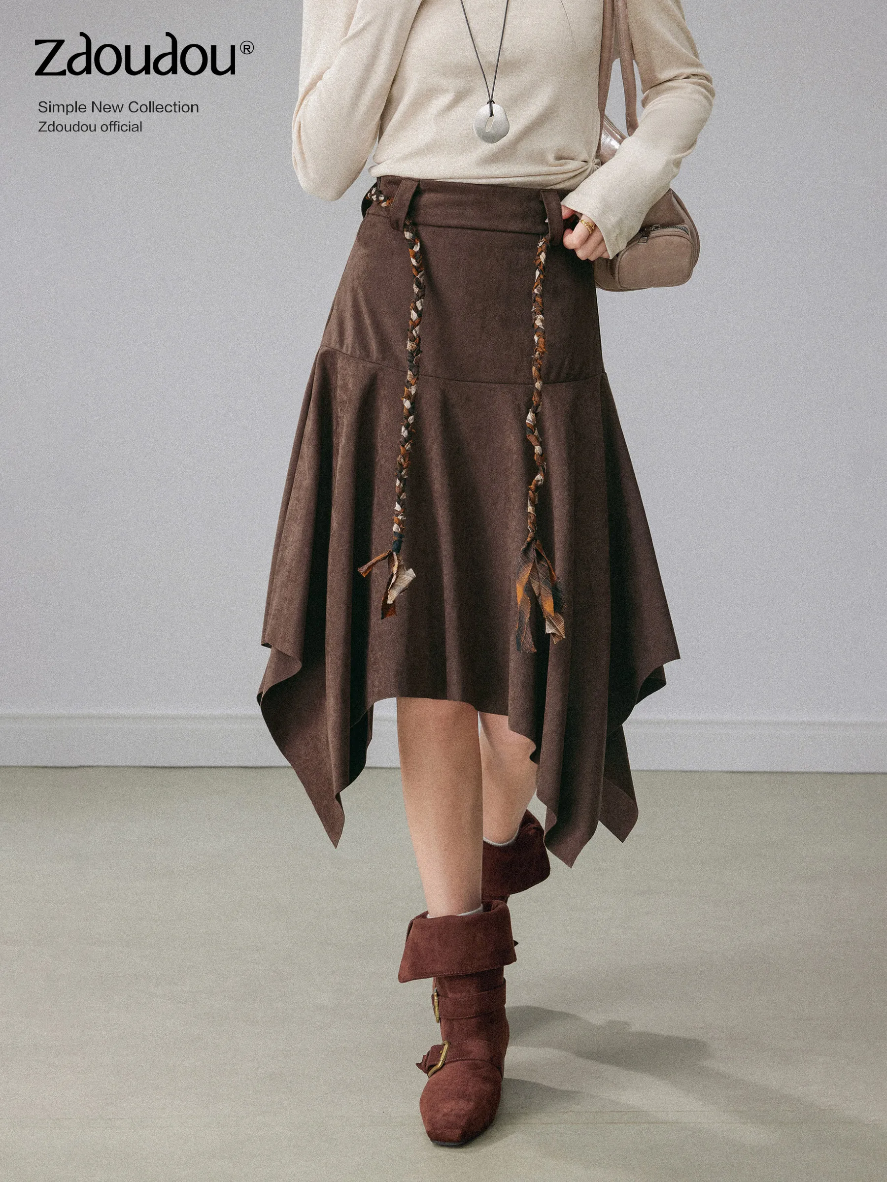 High Waist A-Line Skirt Women's Suede Vintage Coffee Color Spring Season New Sle Hip Concealing Asymmetrical Midi Skirt
High Waist A-Line Skirt Women's Suede Vintage Coffee Color Spring Season New Sle Hip Concealing Asymmetrical Midi Skirt