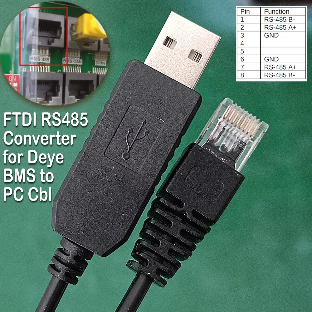 FTDI Chip USB to RS485 Serial Adapter Cable for Deye SunSynk Sol-Ark Inverters RJ45 PC Real Time Monitor Config Program Cable
FTDI Chip USB to RS485 Serial Adapter Cable for Deye SunSynk Sol-Ark Inverters RJ45 PC Real Time Monitor Config Program Cable
