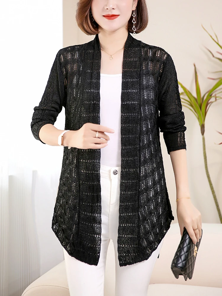 Solid Female Cardigans Sweater Autumn Spring Long Sleeve Thin Knitted Sweaters Women Slim Cardigan
Solid Female Cardigans Sweater Autumn Spring Long Sleeve Thin Knitted Sweaters Women Slim Cardigan