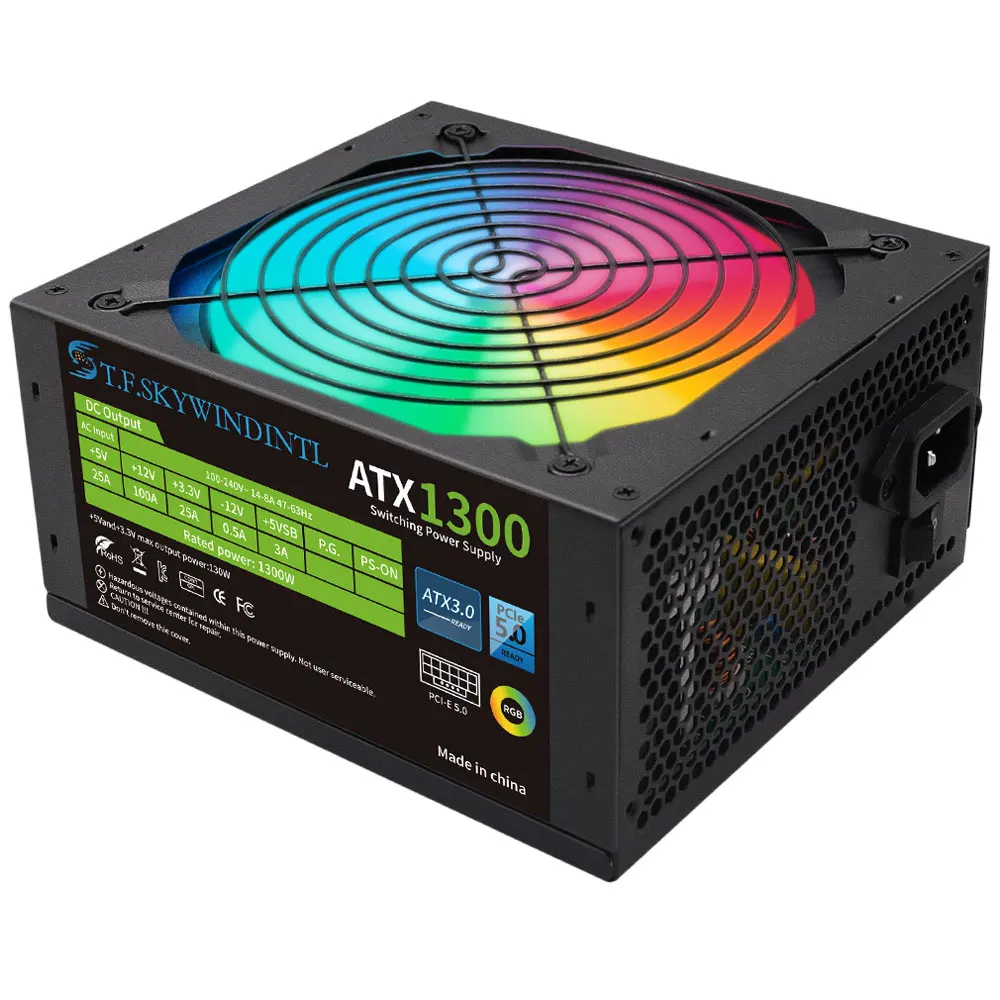 T.F.SKYWINDINTL 80 PLUS Certification Gold 1300W Computer TF1300 Full Modular PC Power Supply PCIE 5.0 atx 3.0 Active PFC ATX
T.F.SKYWINDINTL 80 PLUS Certification Gold 1300W Computer TF1300 Full Modular PC Power Supply PCIE 5.0 atx 3.0 Active PFC ATX