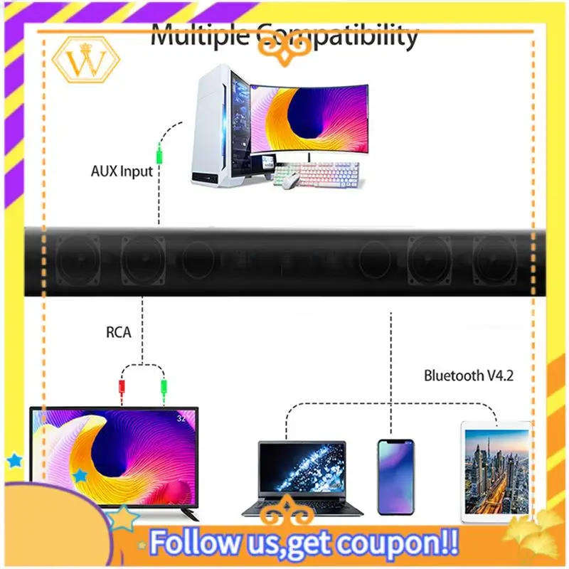 Wireless Bluetooth Sound Bar Speaker System Wired Wireless Surround Stereo Sound Speaker For Home Theater TV Projector, Durable
Wireless Bluetooth Sound Bar Speaker System Wired Wireless Surround Stereo Sound Speaker For Home Theater TV Projector, Durable