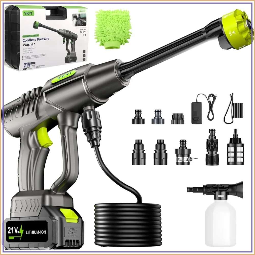 Cordless Pressure Washer, 30 Speed Levels, Handheld Portable Sprayer with 6-in-1 Nozzle, 24FT Hose for Car, Garden, Patio Cleaning
Cordless Pressure Washer, 30 Speed Levels, Handheld Portable Sprayer with 6-in-1 Nozzle, 24FT Hose for Car, Garden, Patio Cleaning