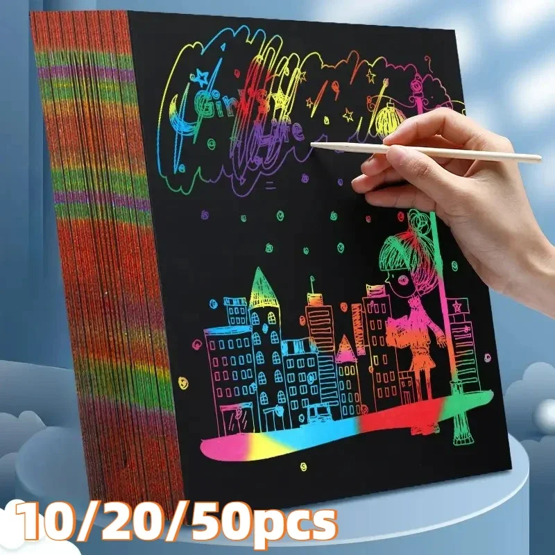DIY Magic Colorful Scratching Paintings Art Scratching Book Graffiti Fun Painting Scratching Paper Kids Drawing Toys 10-50PCS
DIY Magic Colorful Scratching Paintings Art Scratching Book Graffiti Fun Painting Scratching Paper Kids Drawing Toys 10-50PCS