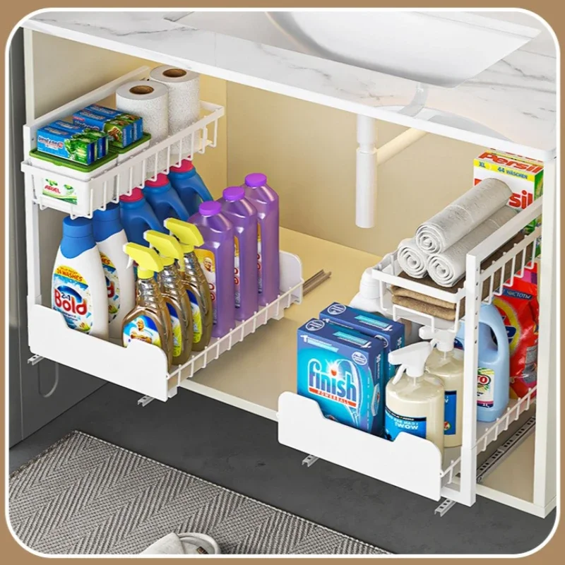 New model Kitchen Sink Lower Shelf Storage Pull Basket Two-way Guide Rail Bathroom Toilet Cabinet Layered Pull Basket
New model Kitchen Sink Lower Shelf Storage Pull Basket Two-way Guide Rail Bathroom Toilet Cabinet Layered Pull Basket