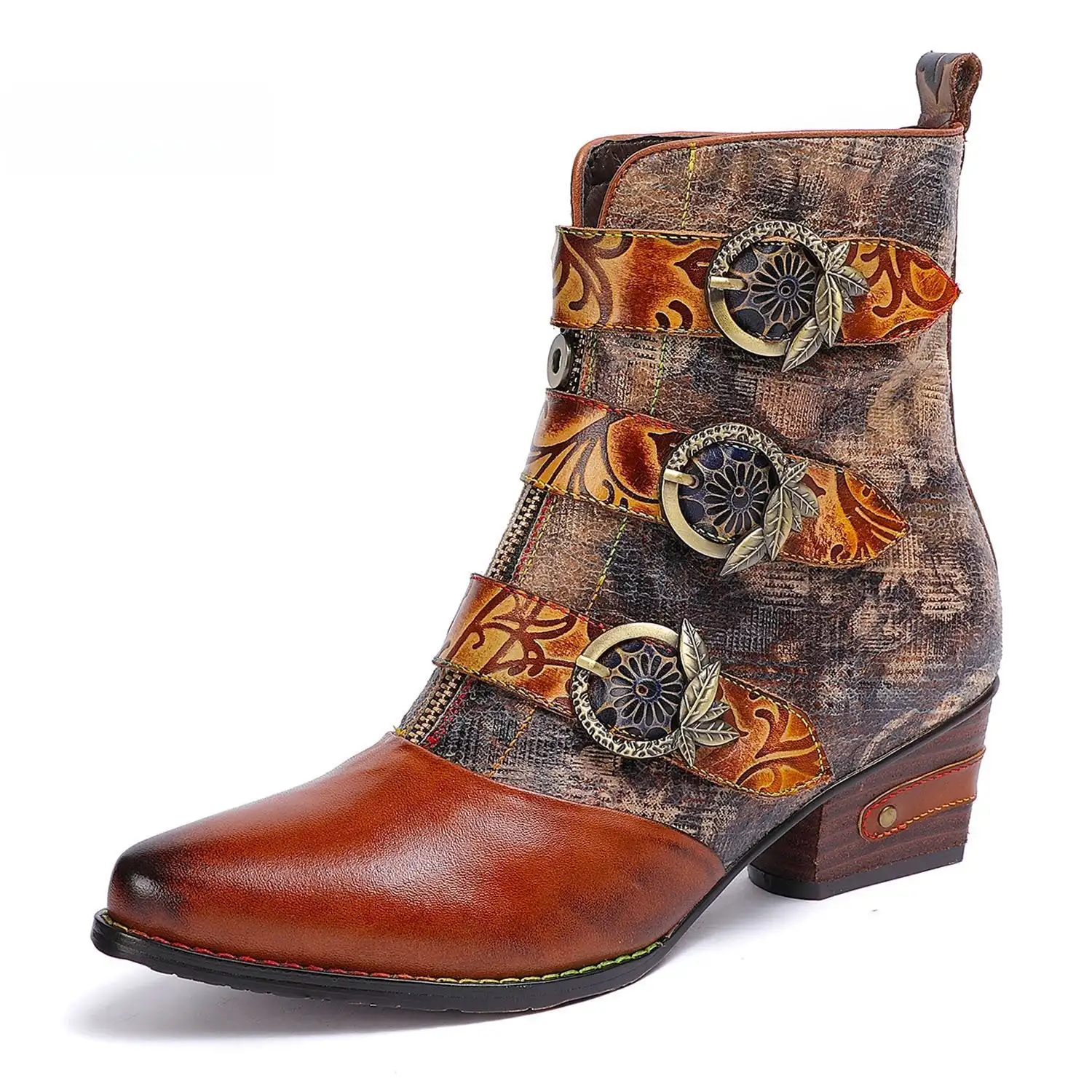 Socofy Raffan Genuine Leather Patchwork Zip Pointed Toe New Ethnic HandmadeSewing Ankle Boots
Socofy Raffan Genuine Leather Patchwork Zip Pointed Toe New Ethnic HandmadeSewing Ankle Boots
