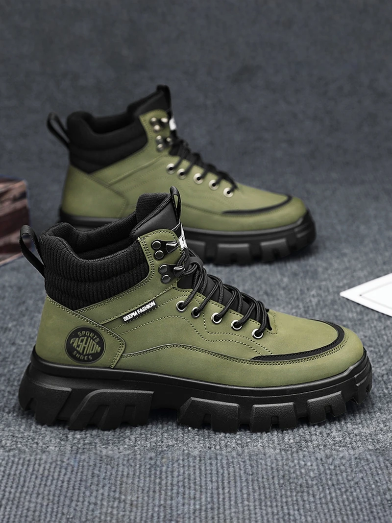 Men's Boots Waterproof Outdoor High Top Winter Thick Bottom Heightening British Style Work Safety Shoes Anti-slip Rubber
Men's Boots Waterproof Outdoor High Top Winter Thick Bottom Heightening British Style Work Safety Shoes Anti-slip Rubber