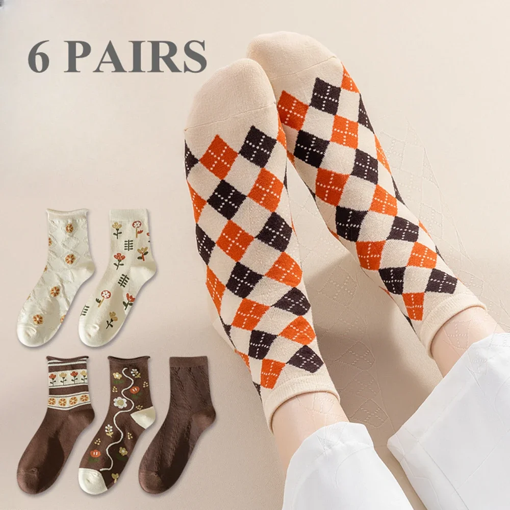 6 Pairs Autumn Winther Thin Socks Women Floral Retro Middle Tube Socks High Quality Cotton Short Socks Ladies
6 Pairs Autumn Winther Thin Socks Women Floral Retro Middle Tube Socks High Quality Cotton Short Socks Ladies