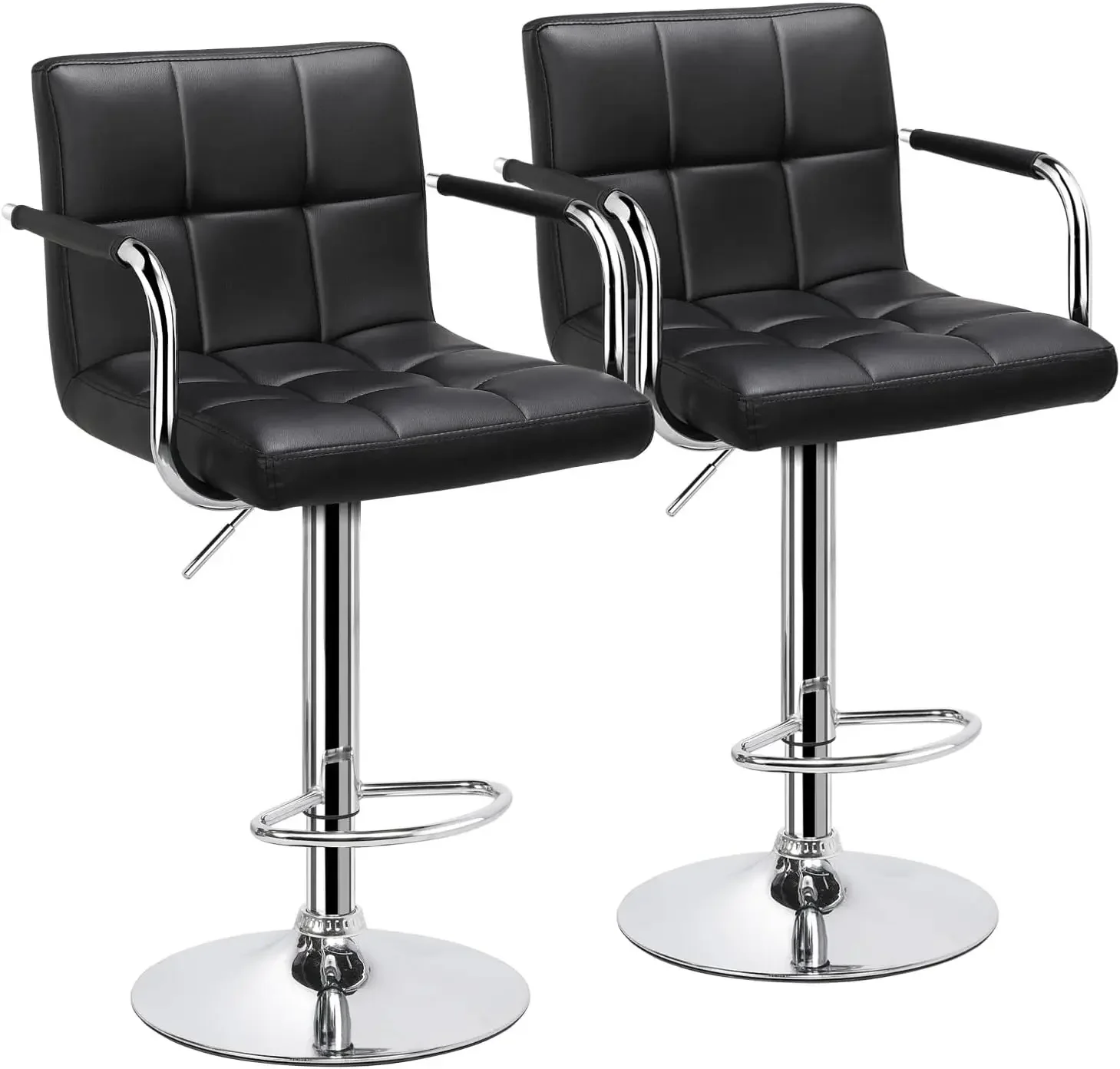Bar Stools Set of 2, PU Leather Swivel Barstools, Counter Height Bar Chairs with Armrest and Back for Bar, Dining Room, Black
Bar Stools Set of 2, PU Leather Swivel Barstools, Counter Height Bar Chairs with Armrest and Back for Bar, Dining Room, Black