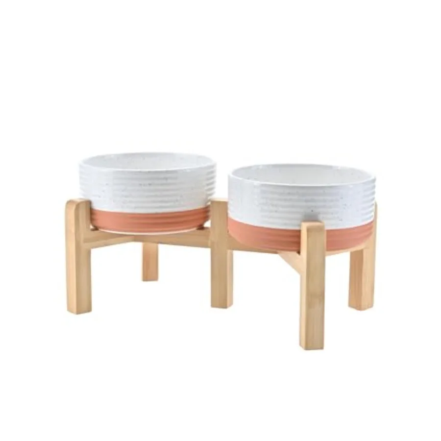 Elevated Dog Bowls Ceramic, 6.1'' Dogs and Cat Food Water Bowls Raised with Non-Slip Bamboo Stand for Medium Sized Breed Microw
Elevated Dog Bowls Ceramic, 6.1'' Dogs and Cat Food Water Bowls Raised with Non-Slip Bamboo Stand for Medium Sized Breed Microw