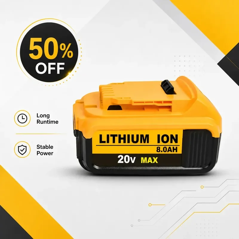 12Ah 12000mAh Replacement Battery for Dewei DCB180 DCB200 Hand Drill Power Tool 18650
12Ah 12000mAh Replacement Battery for Dewei DCB180 DCB200 Hand Drill Power Tool 18650