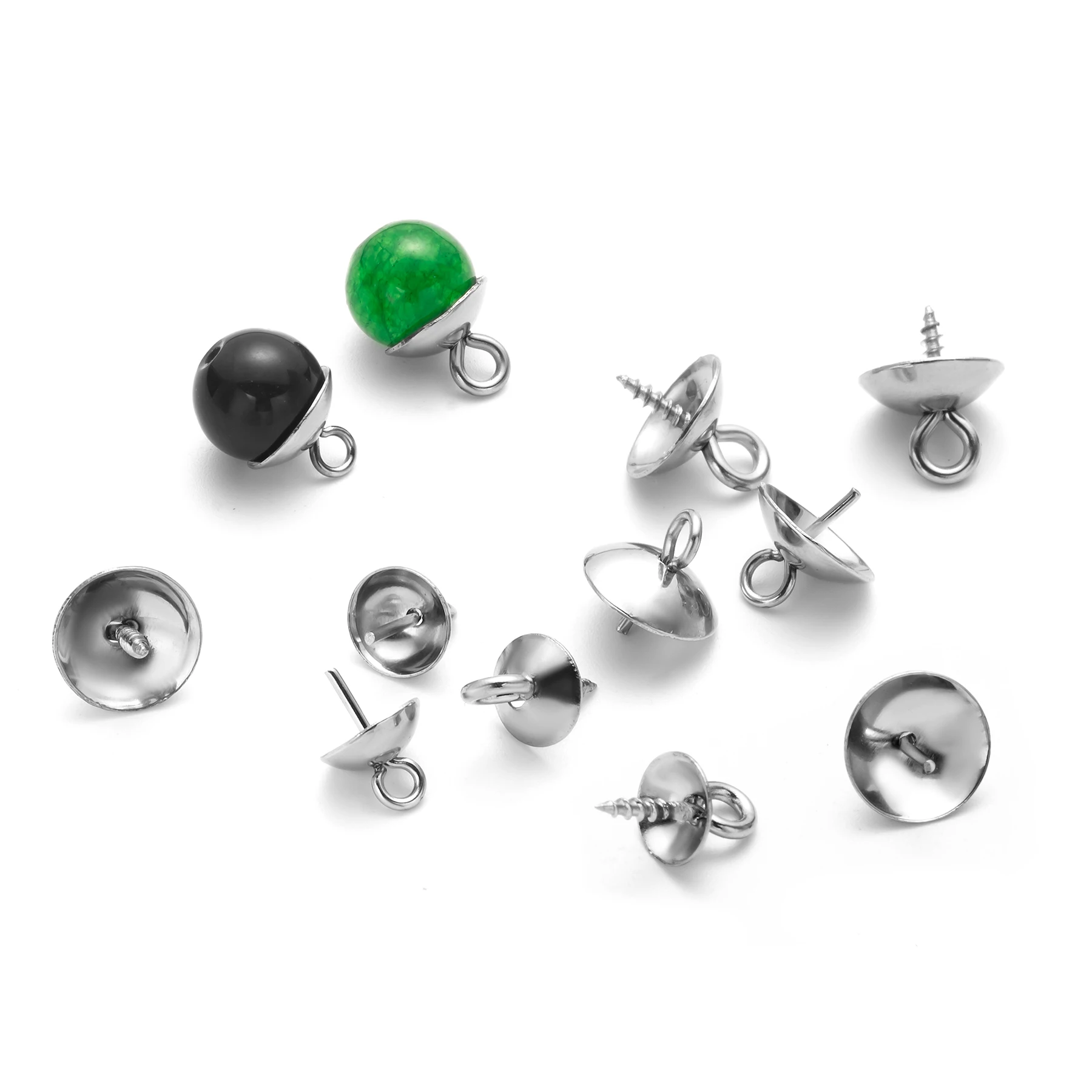 50pcs Stainless Steel Cup Pearl Screw Eye Pin Bail Peg Pendants for Half-drilled Beads DIY Charms Connectors Jewelry Making
50pcs Stainless Steel Cup Pearl Screw Eye Pin Bail Peg Pendants for Half-drilled Beads DIY Charms Connectors Jewelry Making