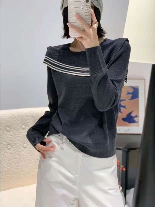 Autumn New Sle Knitted Sweater Collar Design Color Blo Striped oulder Exposure Maturi Sle Casual Wear for Women
Autumn New Sle Knitted Sweater Collar Design Color Blo Striped oulder Exposure Maturi Sle Casual Wear for Women