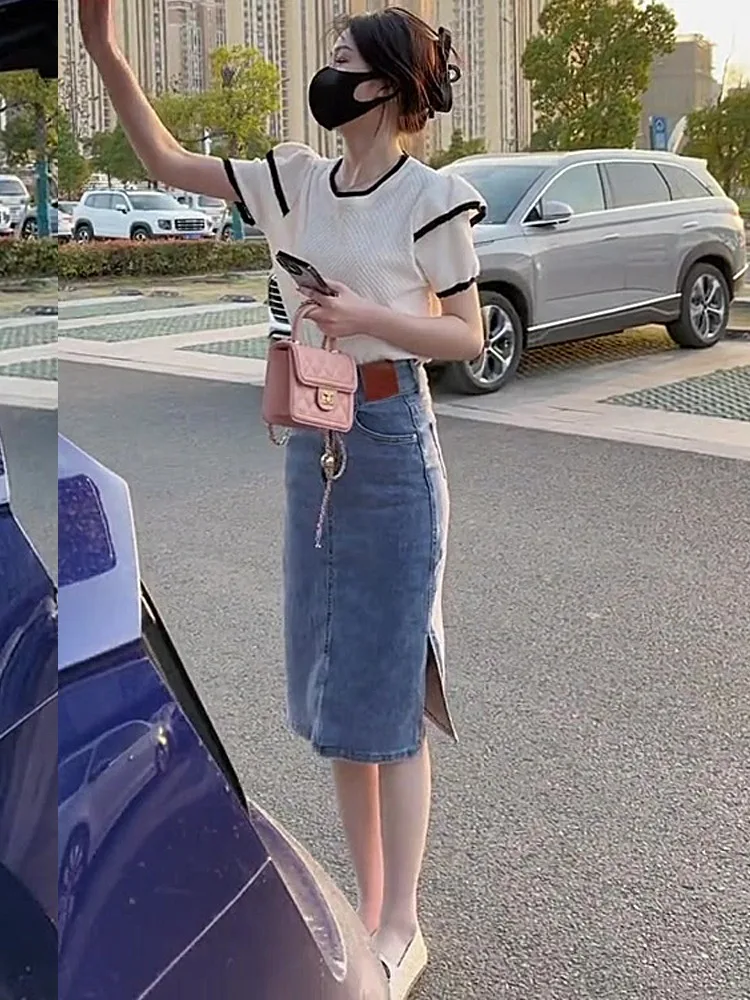 Design Sensation Retro Denim Skirt Set Women's ature Vintage Summer New Long Skirt Faion Ensemble Student Work orm
Design Sensation Retro Denim Skirt Set Women's ature Vintage Summer New Long Skirt Faion Ensemble Student Work orm