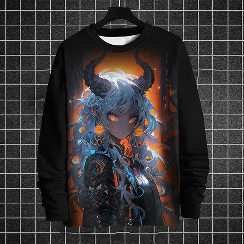 3d impresso personagens de anime camisetas de manga longa para homens outono moda masculina o-pescoço sportwear pulôver de grandes dimensões roupas masculinas