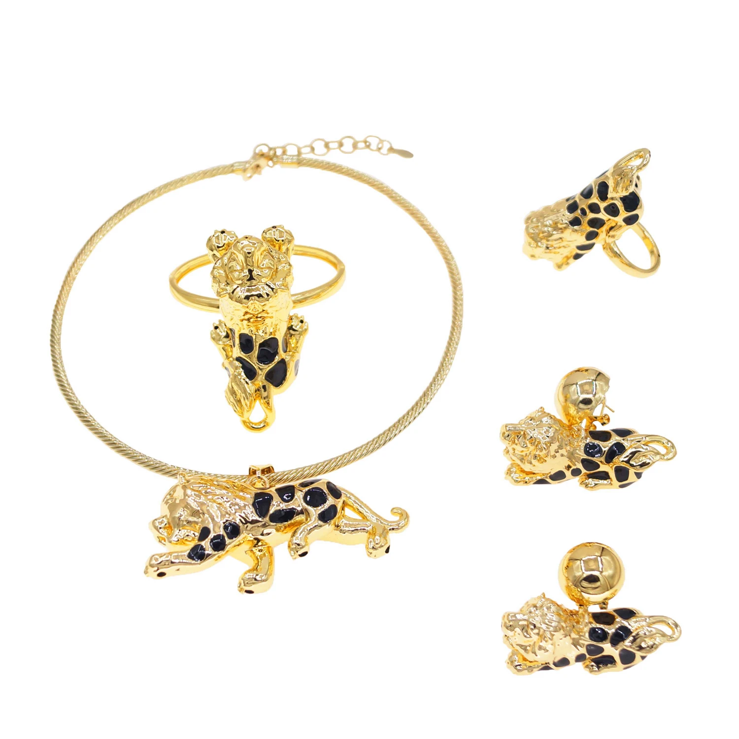 Trendy and luxurious gold-plated cheetah jewelry set, Middle East and Indian hip-hop accessories for both men and women
Trendy and luxurious gold-plated cheetah jewelry set, Middle East and Indian hip-hop accessories for both men and women