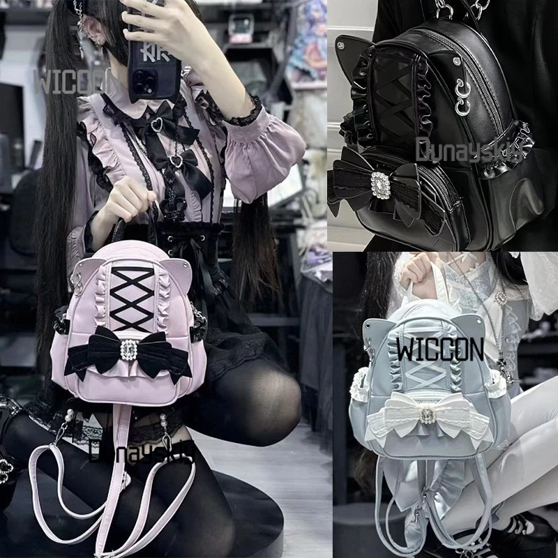 Jirai Kei Anime cosplay Gothic Y2K dark kawaii subculture lace cat ear backpack for back to school season Accessories cosplay
Jirai Kei Anime cosplay Gothic Y2K dark kawaii subculture lace cat ear backpack for back to school season Accessories cosplay