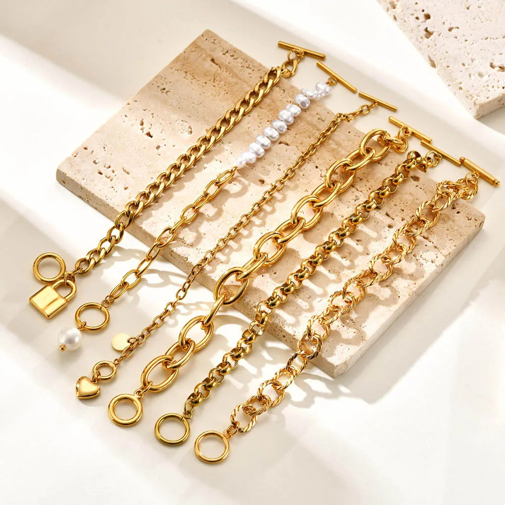 Statement Rock Toggle Clasp Statement Bracelet For Women, Chunky Chains Bracelets, Gold Plated Stainless Steel Jewelry
Statement Rock Toggle Clasp Statement Bracelet For Women, Chunky Chains Bracelets, Gold Plated Stainless Steel Jewelry