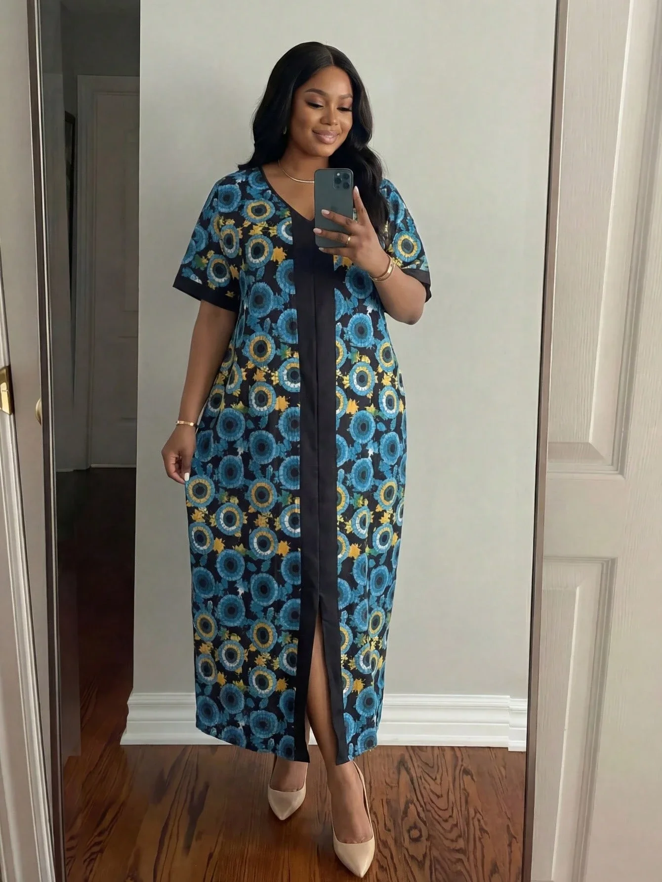 Elegant Vacation Style Allover Floral Print Contrast V-Neck Loose Maxi Dress Summer
Elegant Vacation Style Allover Floral Print Contrast V-Neck Loose Maxi Dress Summer