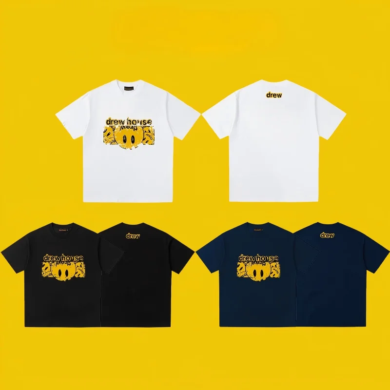 Drew House New Inverted smiling face pattern short-sleeved T-shirt for both men and women
Drew House New Inverted smiling face pattern short-sleeved T-shirt for both men and women