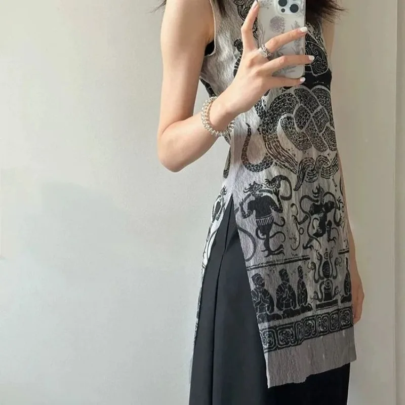 New Vintage Print Design Lightweight Tulle Slit Camisole Women Y2K Top Slim Turtleneck Graphic T Shirts Grunge Clothes Tees
New Vintage Print Design Lightweight Tulle Slit Camisole Women Y2K Top Slim Turtleneck Graphic T Shirts Grunge Clothes Tees