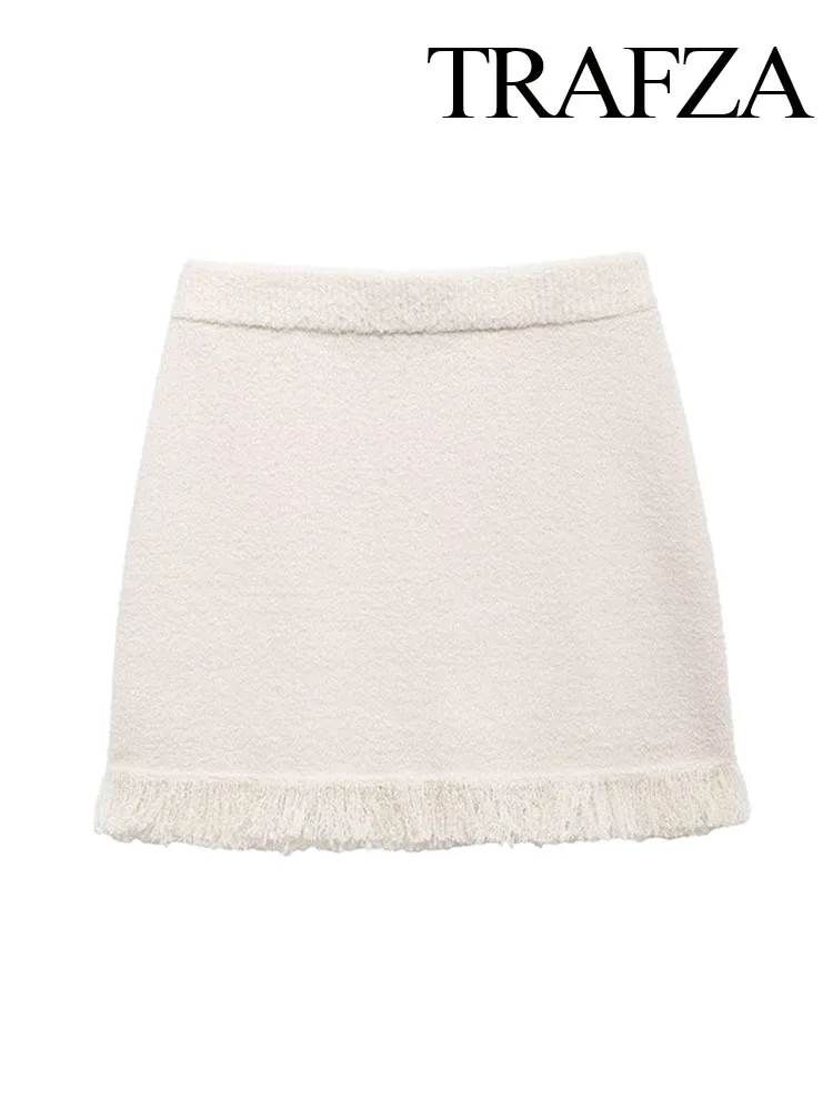TRAFZA Female Autumn Casual Slim Short Skirt Solid High Waist Elastic Waist Tassel Decorate Skirt Women Fashion Mini Skirts
TRAFZA Female Autumn Casual Slim Short Skirt Solid High Waist Elastic Waist Tassel Decorate Skirt Women Fashion Mini Skirts