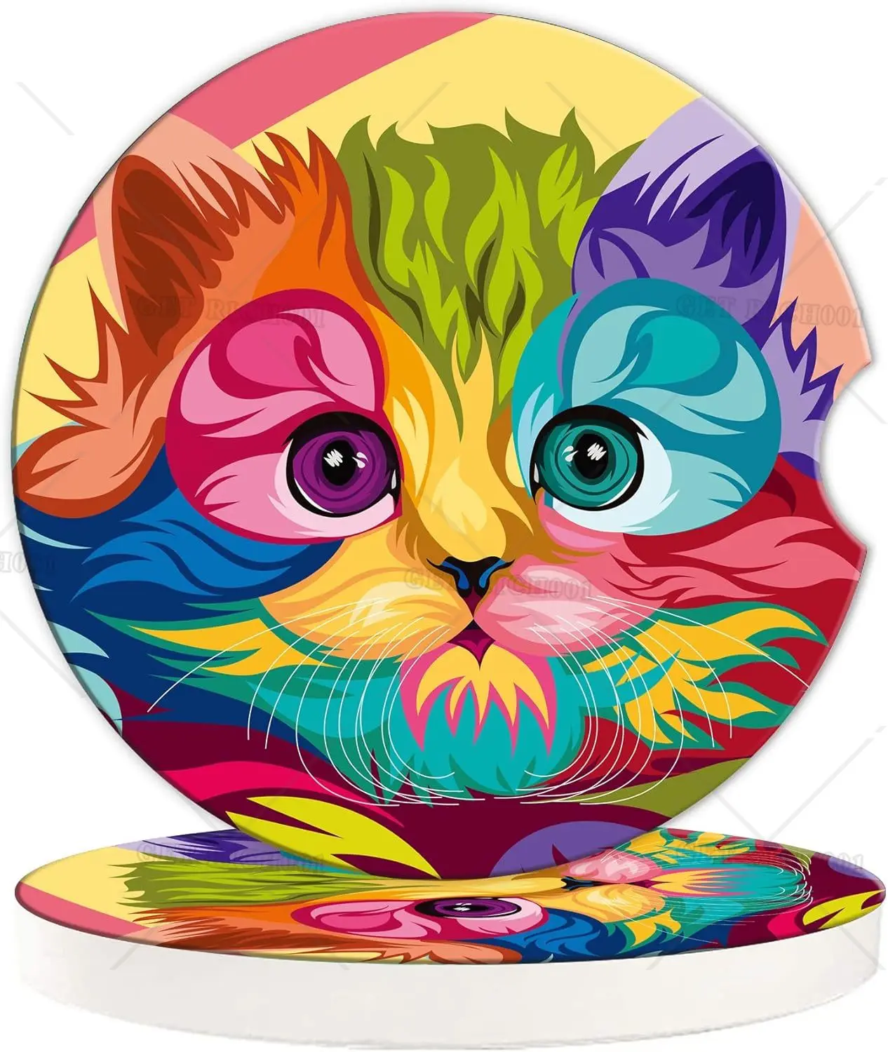 Cartoon Colorful Cat Car Coaster for Cup Holders 2 Pack Absorbent Ceramic Car Cup Holder Coaster for Women Men,2.56 Inch
Cartoon Colorful Cat Car Coaster for Cup Holders 2 Pack Absorbent Ceramic Car Cup Holder Coaster for Women Men,2.56 Inch