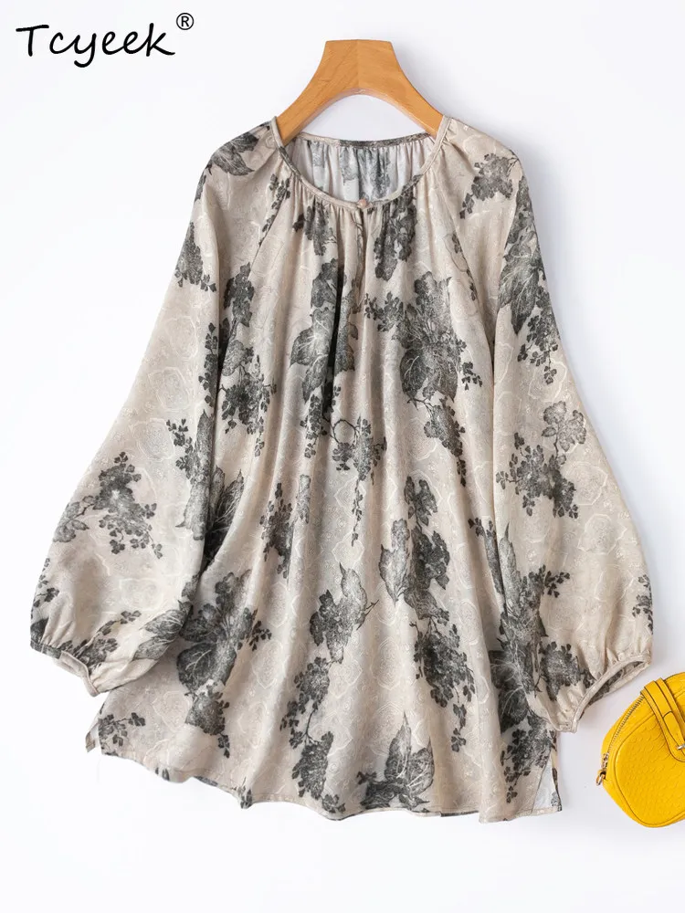Tcyeek 19MM 100% Real Silk Blouse Elegant Shirts for Women Spring Summer Clothes Loose Fit Ladies Tops Long Sleeve Топ Женский
Tcyeek 19MM 100% Real Silk Blouse Elegant Shirts for Women Spring Summer Clothes Loose Fit Ladies Tops Long Sleeve Топ Женский