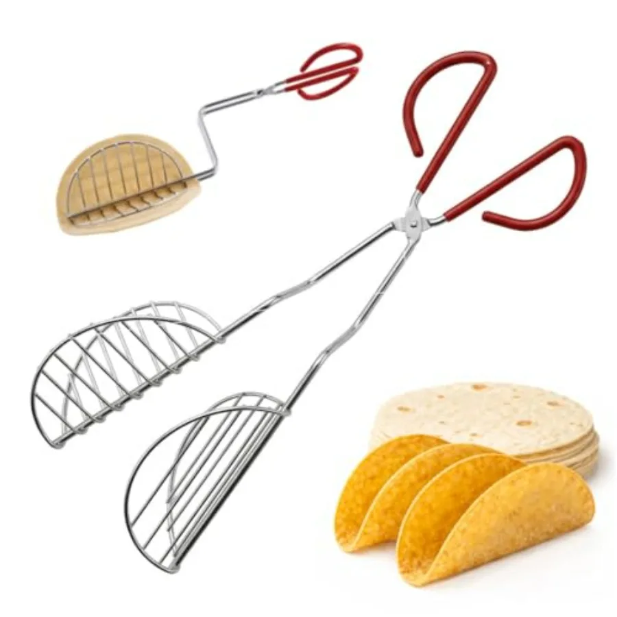 Taco Making Tools, Taco Shell Tongs, Steel, Stay-Cool Handle, For Frying Homemade Crispy Shells For Tacos, Appetizers, Dips, An
Taco Making Tools, Taco Shell Tongs, Steel, Stay-Cool Handle, For Frying Homemade Crispy Shells For Tacos, Appetizers, Dips, An