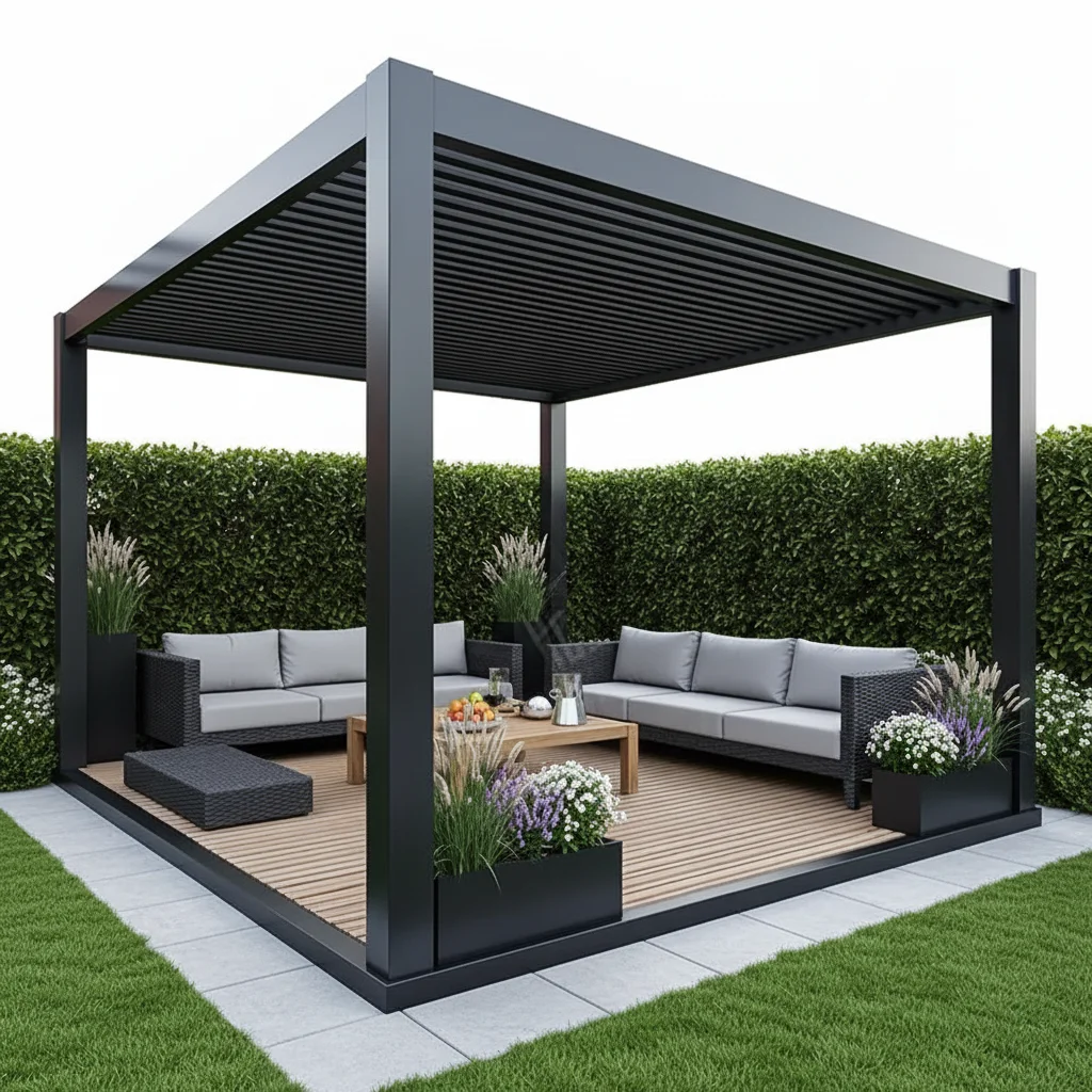Modern PVC Bioclimatic Pergola Waterproof LED Outdoor Aluminum Alloy Gazebo Pavilion Arbours Louvered Canopy Shade Rot Proof
Modern PVC Bioclimatic Pergola Waterproof LED Outdoor Aluminum Alloy Gazebo Pavilion Arbours Louvered Canopy Shade Rot Proof