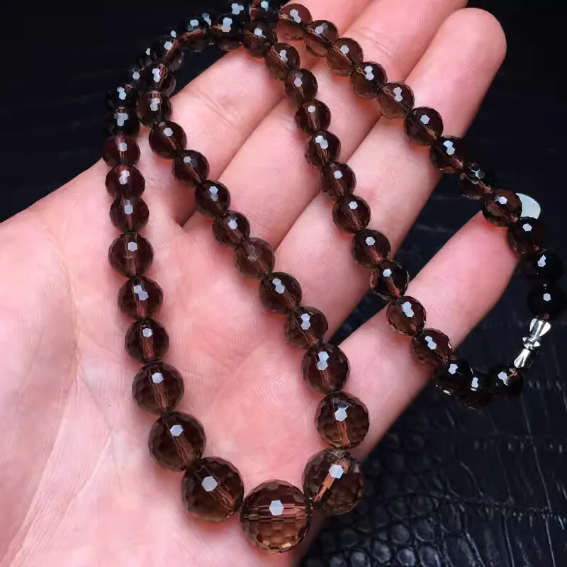 Smoky Quartz white crystal round faceted 6-13mm Necklace 43cm Wholesale NATURE beads
Smoky Quartz white crystal round faceted 6-13mm Necklace 43cm Wholesale NATURE beads