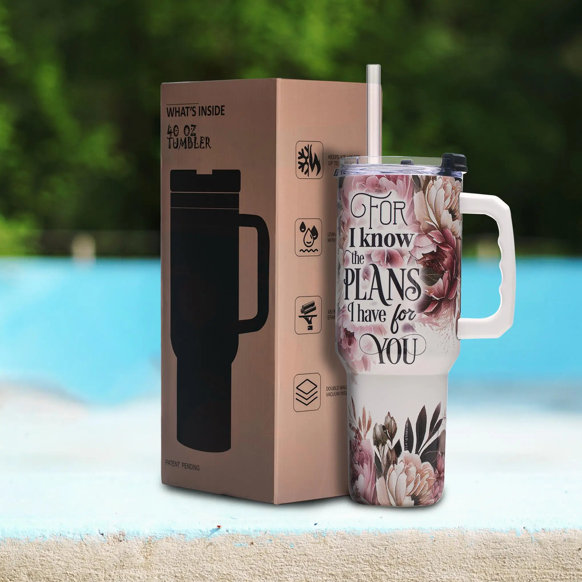 Вакуумный стакан Faith and Flowers на 40 унций, христианская кружка из нержавеющей стали с ручкой, широкая горловина, герметичная крышка, вдохновляющий подарок
Вакуумный стакан Faith and Flowers на 40 унций, христианская кружка из нержавеющей стали с ручкой, широкая горловина, герметичная крышка, вдохновляющий подарок