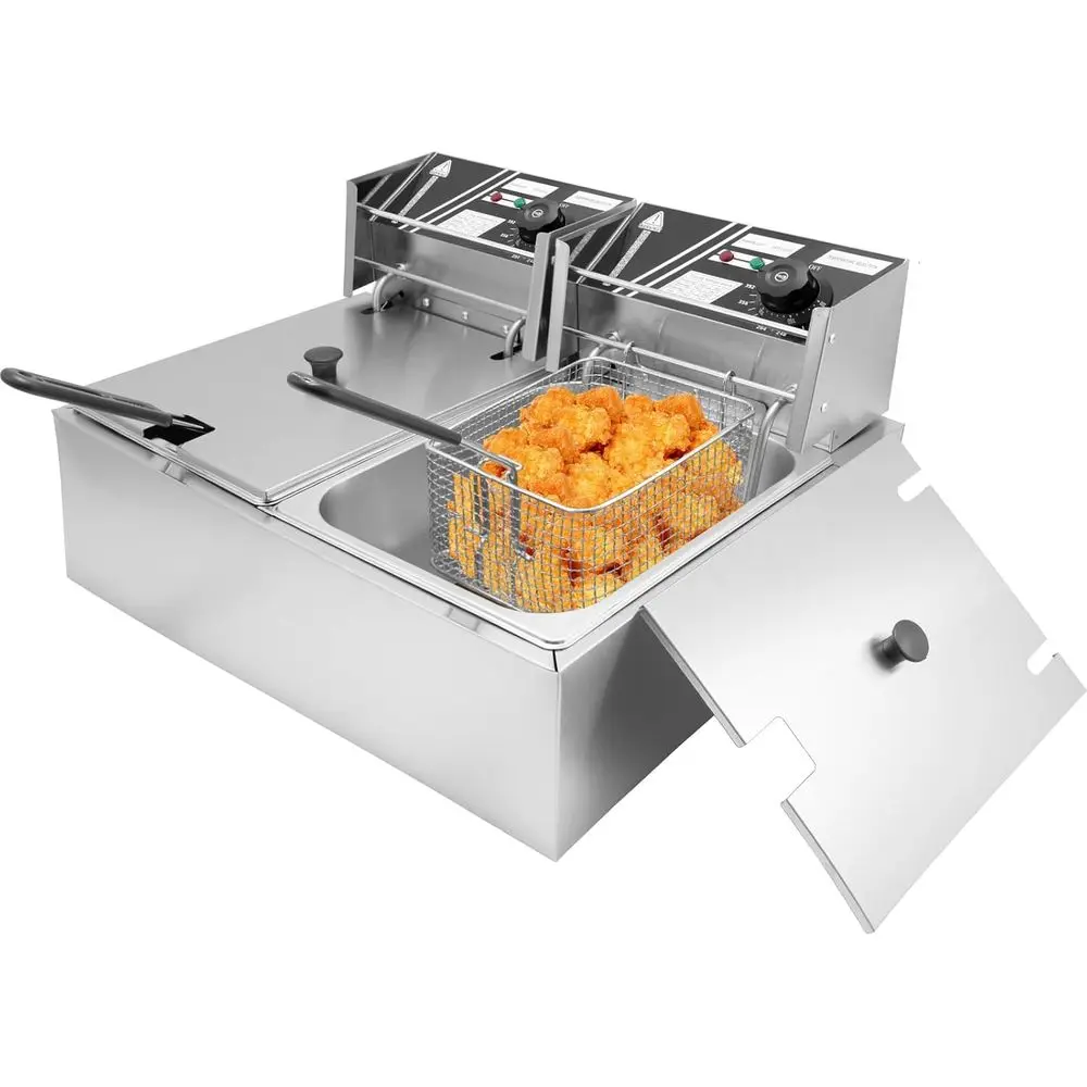 Commercial Deep Fryer with Basket, 12.7QT/12L, Detachable Large Capacity Stainless Steel Countertop Electric Oil Fryer with Temp
Commercial Deep Fryer with Basket, 12.7QT/12L, Detachable Large Capacity Stainless Steel Countertop Electric Oil Fryer with Temp