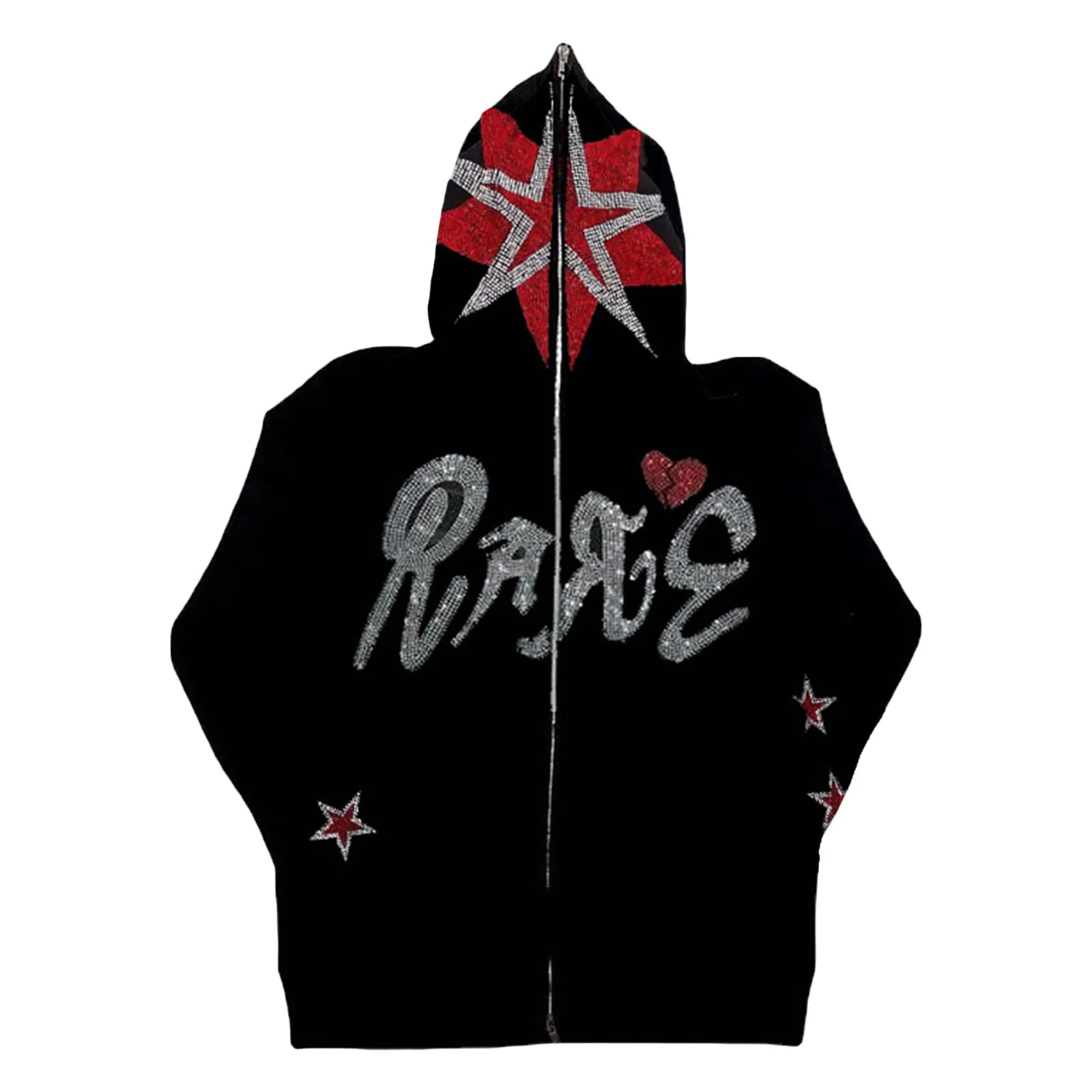 Women Sweatshirt Jacket Rhinestone Letters Print Loose Casual Zip up Long Sleeve Hoodies with Pockets Autumn Streetwear
Women Sweatshirt Jacket Rhinestone Letters Print Loose Casual Zip up Long Sleeve Hoodies with Pockets Autumn Streetwear