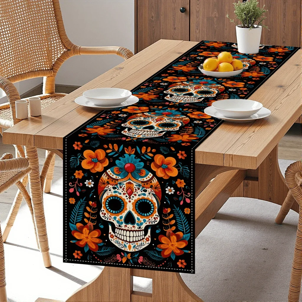 Mexican Day of The Dead Linen Table Runner Mexico Colorful Flowers Skull Dia De Los Muertos Table Runners for Table Party Decor
Mexican Day of The Dead Linen Table Runner Mexico Colorful Flowers Skull Dia De Los Muertos Table Runners for Table Party Decor