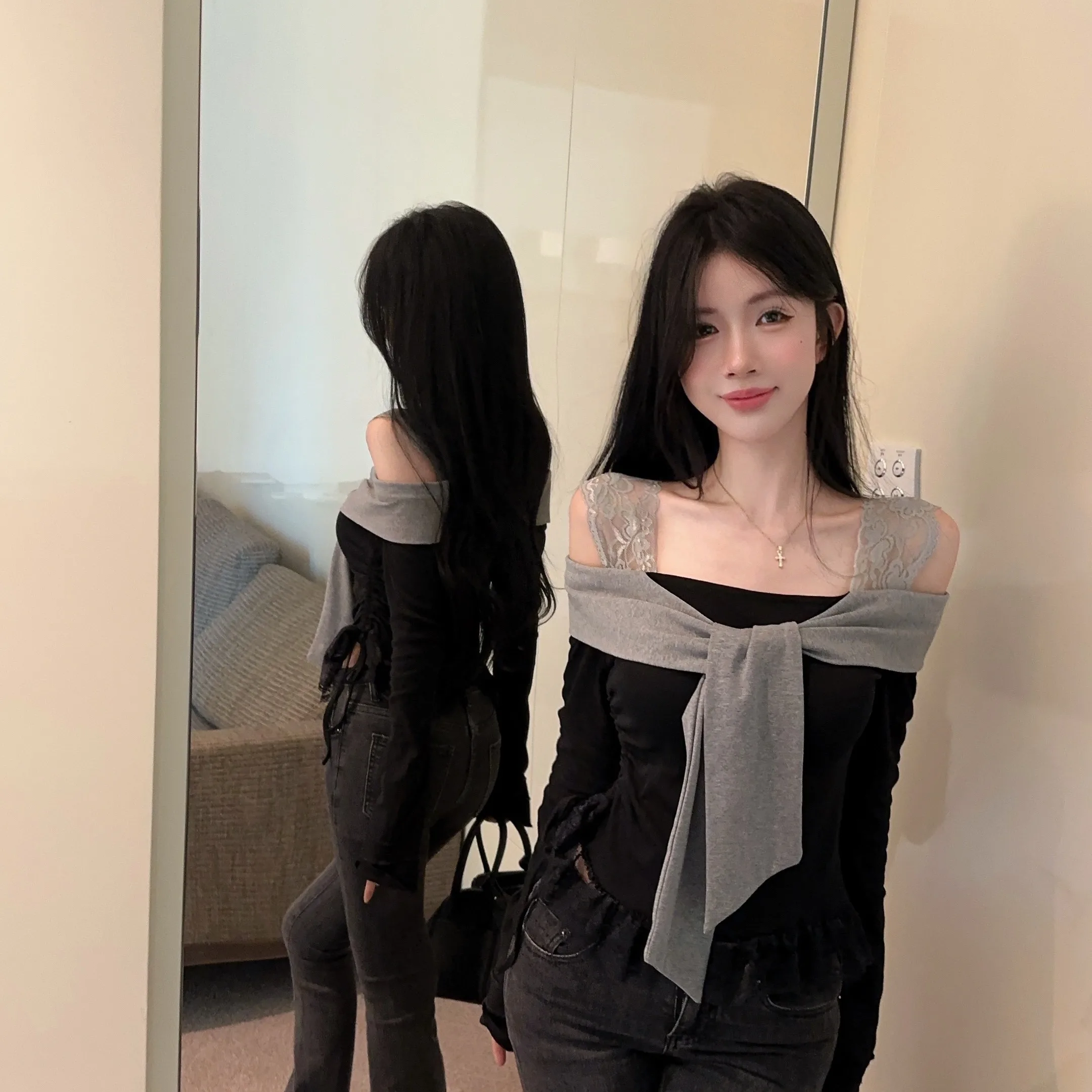 Pure Desire Lace Sve Patchwork Dstring Hem T Top for Women Autumn New Sle Casual Comfortable Cotton Long Sve
Pure Desire Lace Sve Patchwork Dstring Hem T Top for Women Autumn New Sle Casual Comfortable Cotton Long Sve