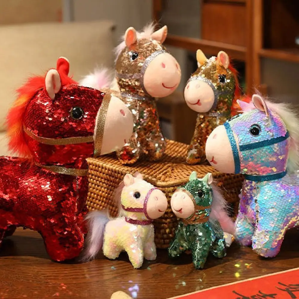 Colorful Sequined Horse Plush Doll Creative 10/20cm Stuffed Animal Pendants Flashing Fluffy Cartoon Steed Doll Chinese New Year
Colorful Sequined Horse Plush Doll Creative 10/20cm Stuffed Animal Pendants Flashing Fluffy Cartoon Steed Doll Chinese New Year