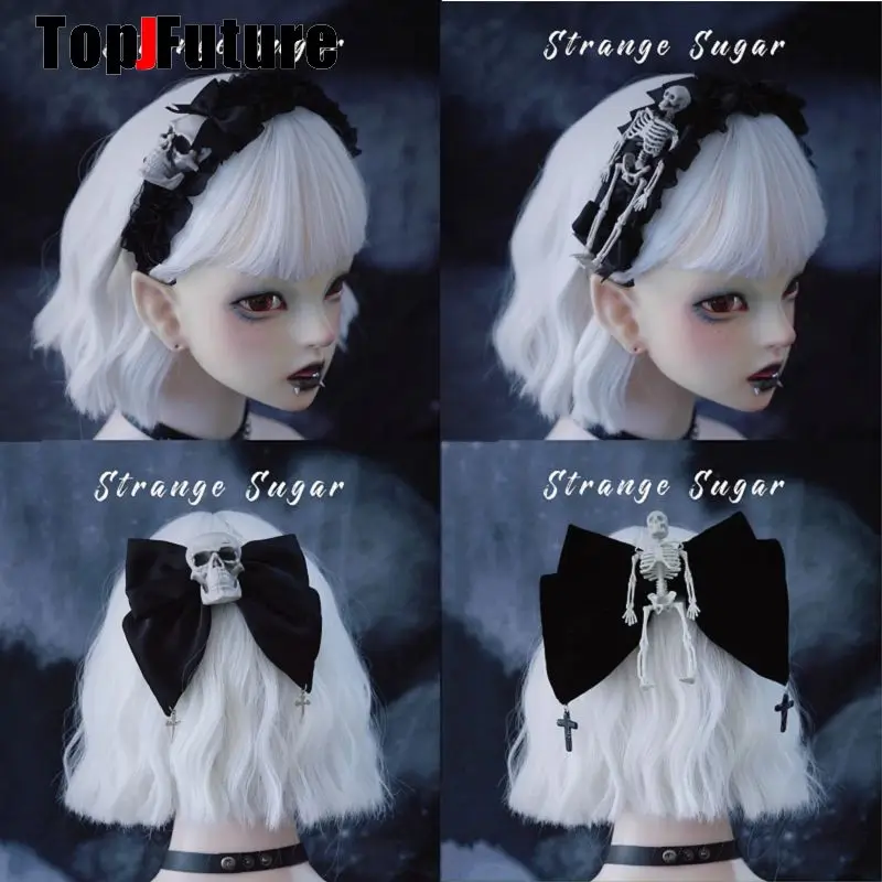 Womens' Lolita Cosplay Punk Steam Handmade Skull Knot Hair Hoop Dark Gothic Halloween Headband Bow Hair Clip
Womens' Lolita Cosplay Punk Steam Handmade Skull Knot Hair Hoop Dark Gothic Halloween Headband Bow Hair Clip