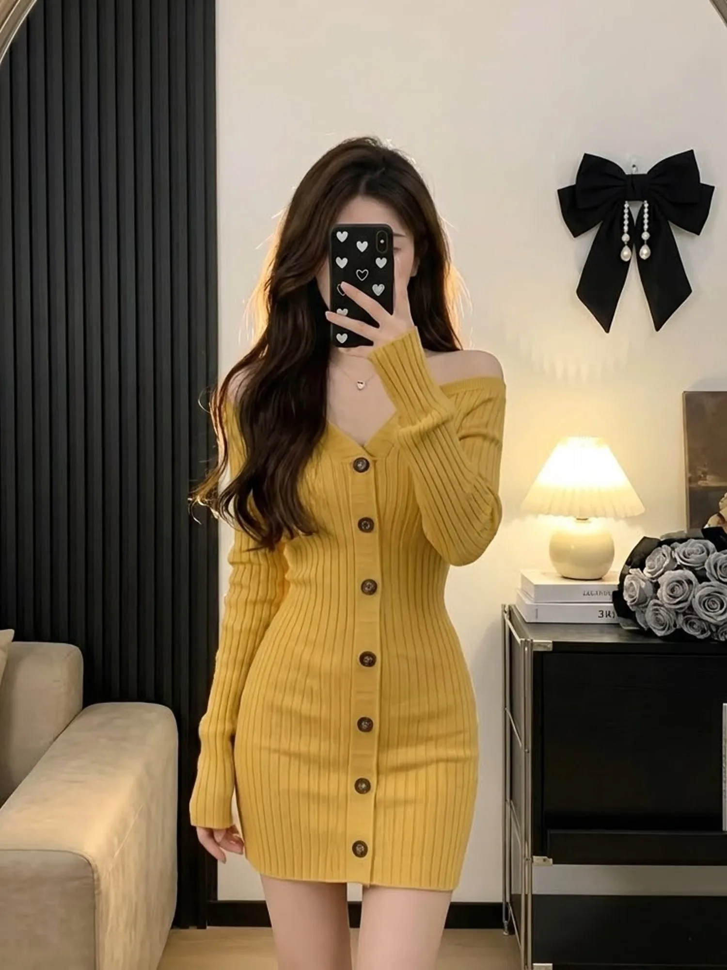 Retro Yellow One-oulder Single-Bule Knitted Dr Ele Sexy Waist-Cinching Slimming ort Skirt for Women
Retro Yellow One-oulder Single-Bule Knitted Dr Ele Sexy Waist-Cinching Slimming ort Skirt for Women
