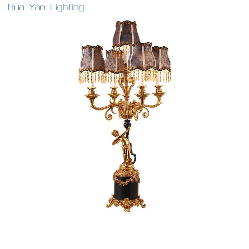 European Pastoral Brass Fabric Desk Lamp Bedside Table Bedroom Apartment Deco Copper Light French Baroque Vintage Luminaire
European Pastoral Brass Fabric Desk Lamp Bedside Table Bedroom Apartment Deco Copper Light French Baroque Vintage Luminaire
