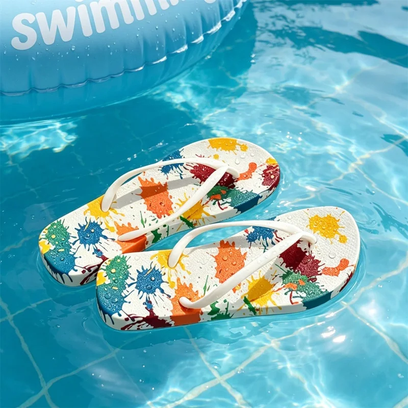 Summer Street Style Graffiti Women's Flip Flops, Color Blocking Anti Slip Beach Slippers, Wear-resistant Painted Flat Bottom
Summer Street Style Graffiti Women's Flip Flops, Color Blocking Anti Slip Beach Slippers, Wear-resistant Painted Flat Bottom