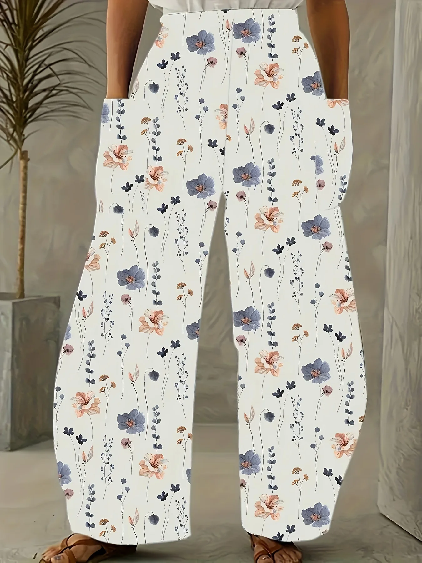 Floral Print Pattern Women's Wide Leg Pants Daily Casual Wear Double Pocket Loose Pants For Autumn And Winter Women's Pants
Floral Print Pattern Women's Wide Leg Pants Daily Casual Wear Double Pocket Loose Pants For Autumn And Winter Women's Pants