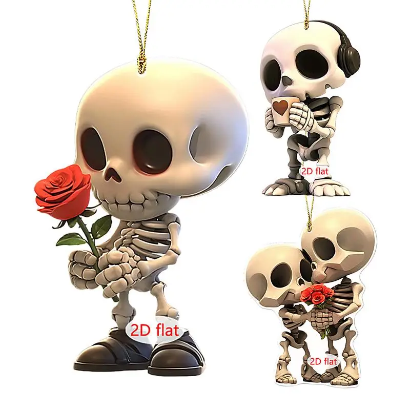Skull Car Ornament 2D Acrylic Skull Couple Car Rearview Mirror Accessories Skeleton Charm for Vehicle Car Interior Home Decor
Skull Car Ornament 2D Acrylic Skull Couple Car Rearview Mirror Accessories Skeleton Charm for Vehicle Car Interior Home Decor